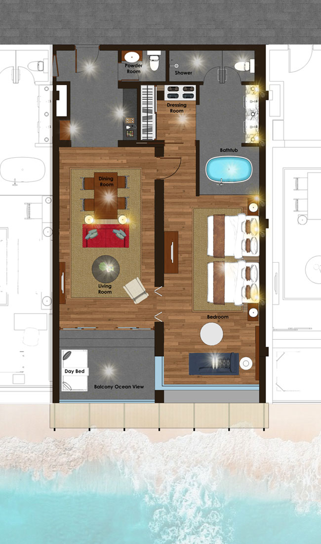 family pool suites room layout