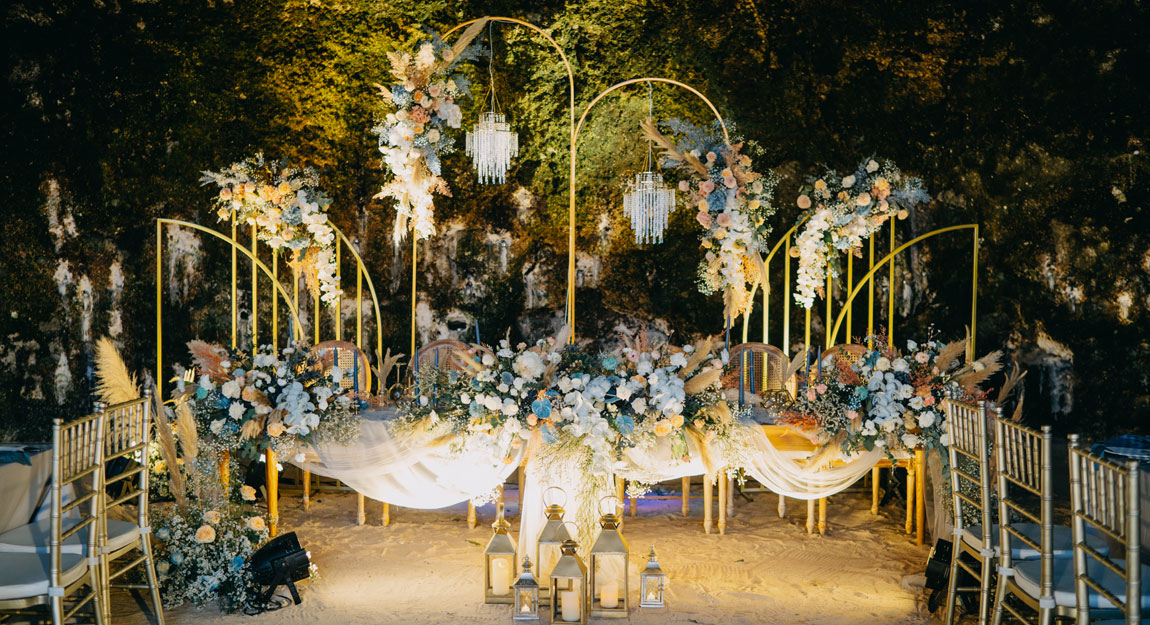 beach cave reception bali wedding