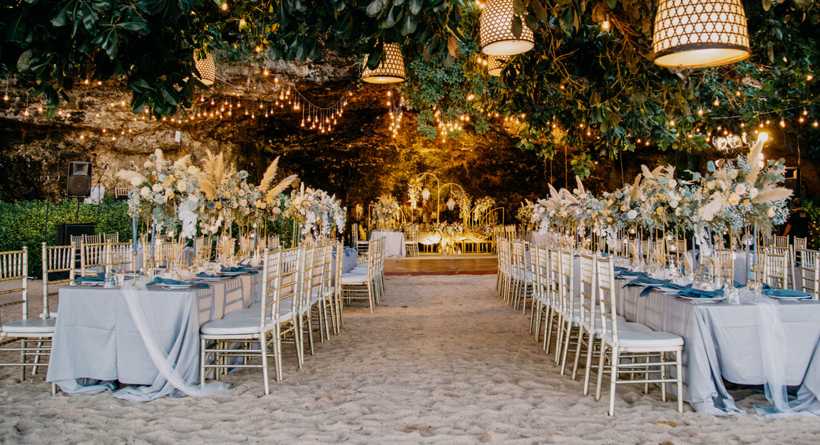 beach cave reception bali wedding